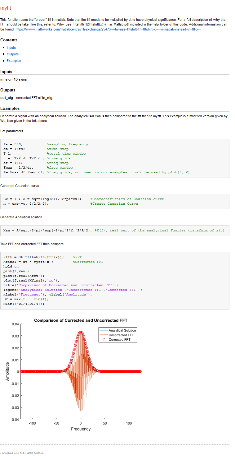 MATLAB Language Documenting a Function with an Example Script