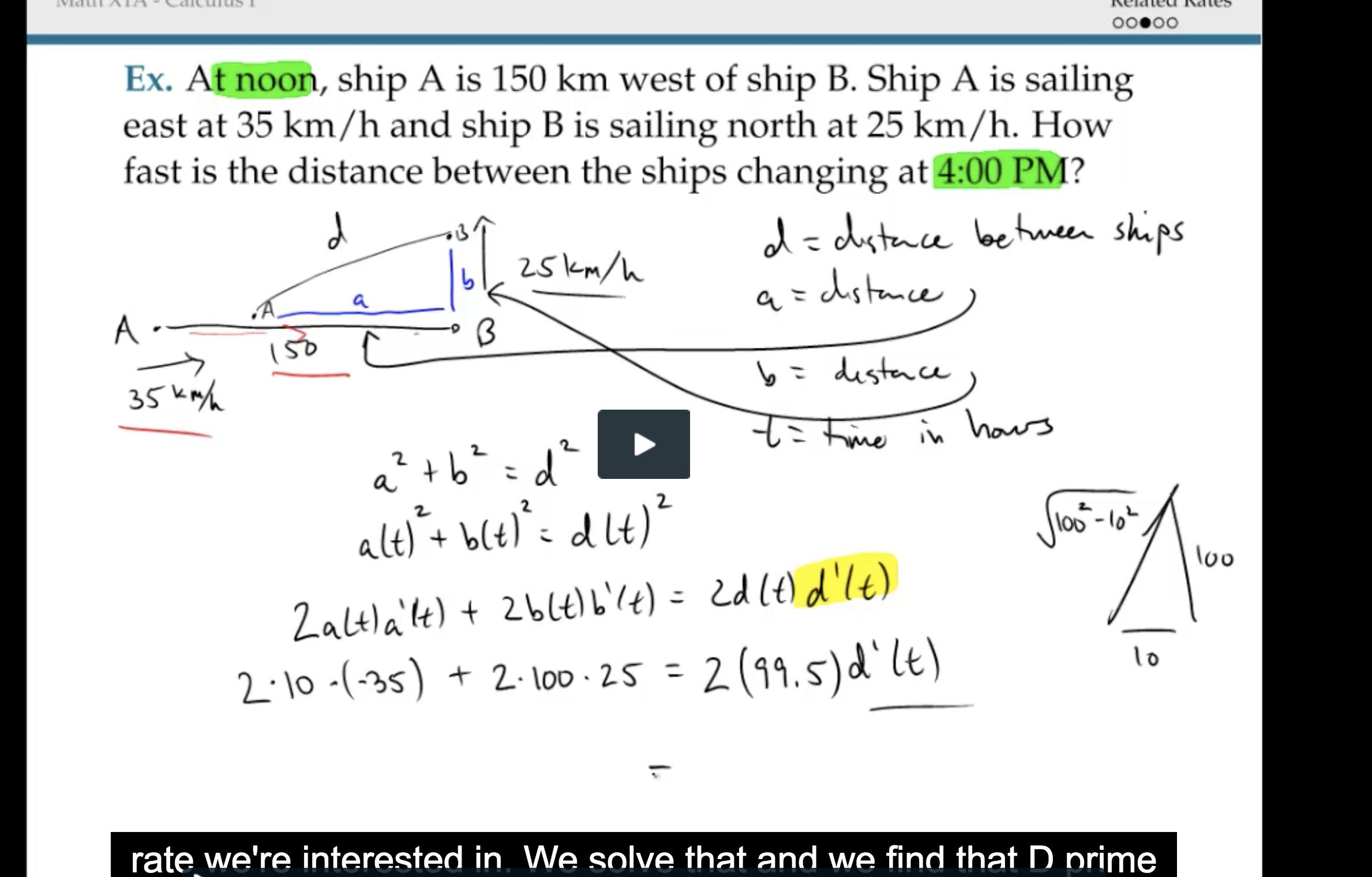 Changing rates and Pythagorean Theorem. Calculus Mathematics Stack