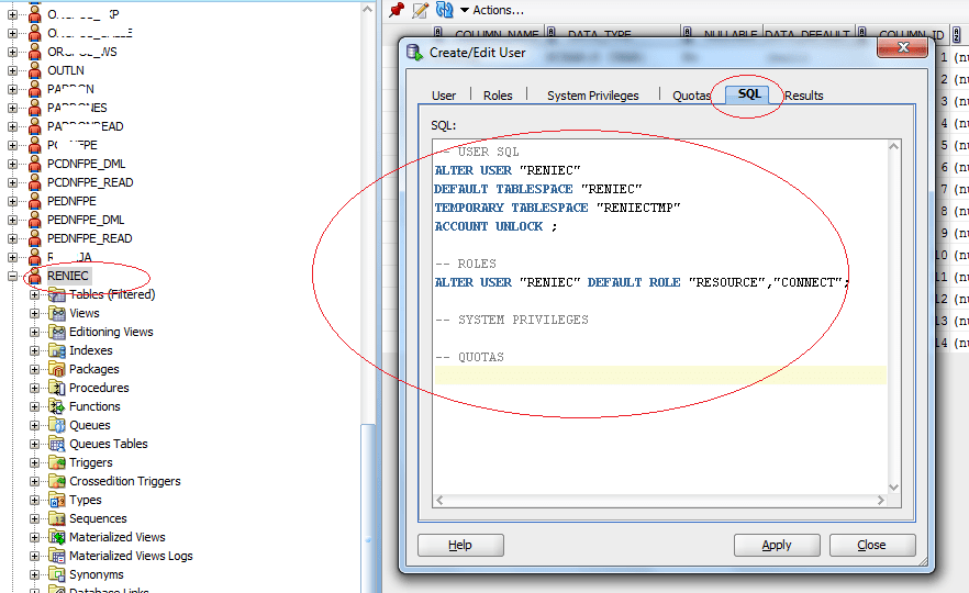 Is there a way to find ddl scripts for creating users in Oracle Sql