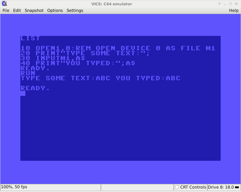 commodore 64 C64 BASIC How to suppress the '?' sign when using the