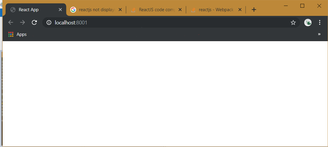javascript ReactJS code compiled successfully , but not printing on