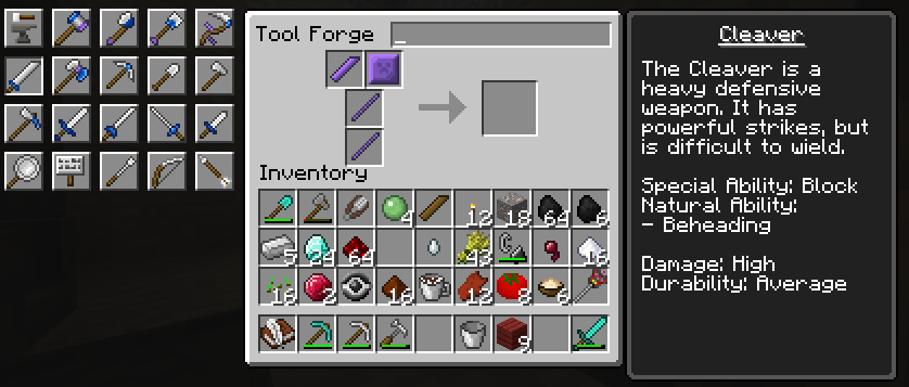 minecraft java edition minecraft tinkers construct I can't make a cleaver. Help? Arqade
