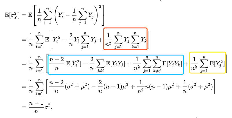 probability how to justify the formula about Sample variance