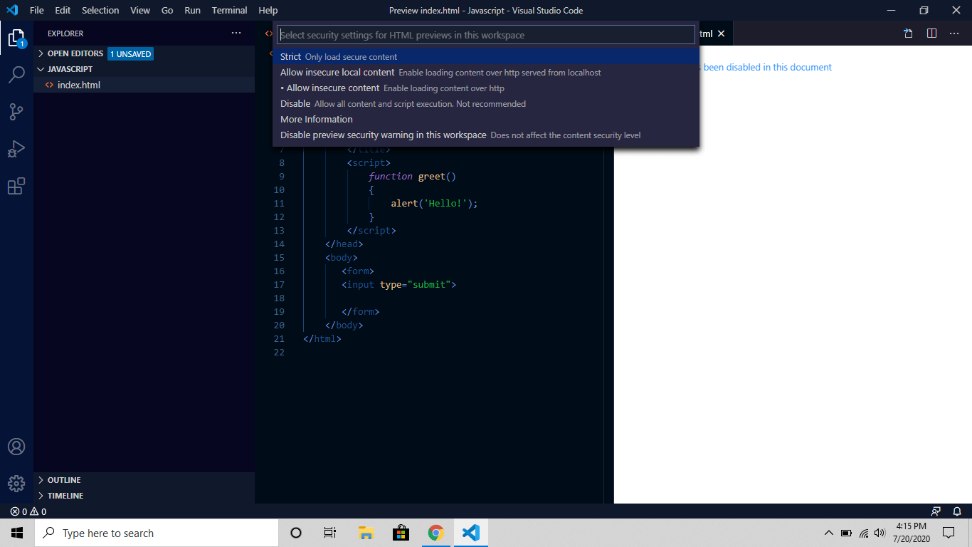Preview In Visual Studio Code