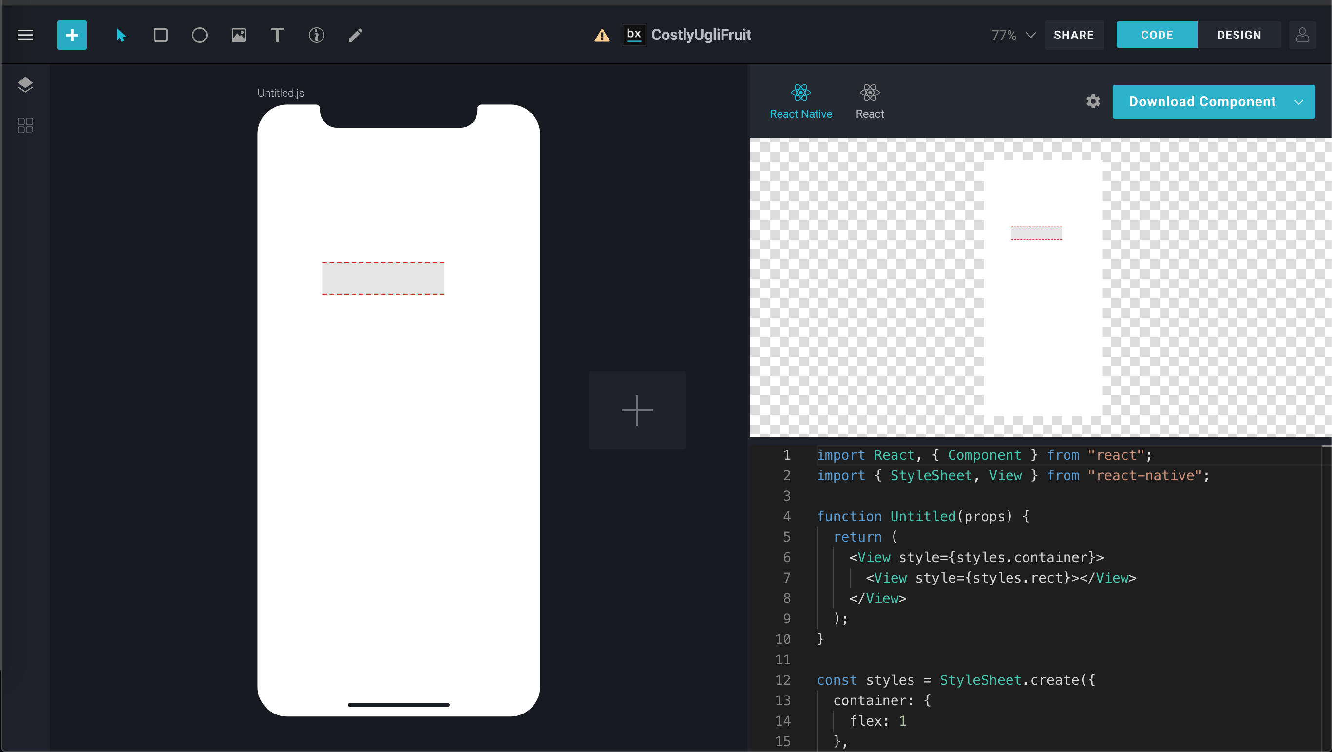 stylesheet React Native top and bottom border with