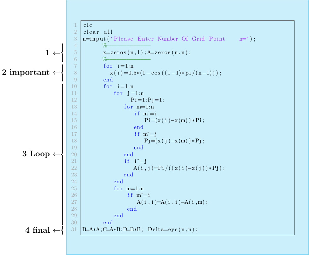 listings How to Annotate a Matlab Listing (Matlab Code) (curly