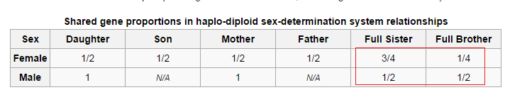How to calculate relatedness in haplodiploid organisms