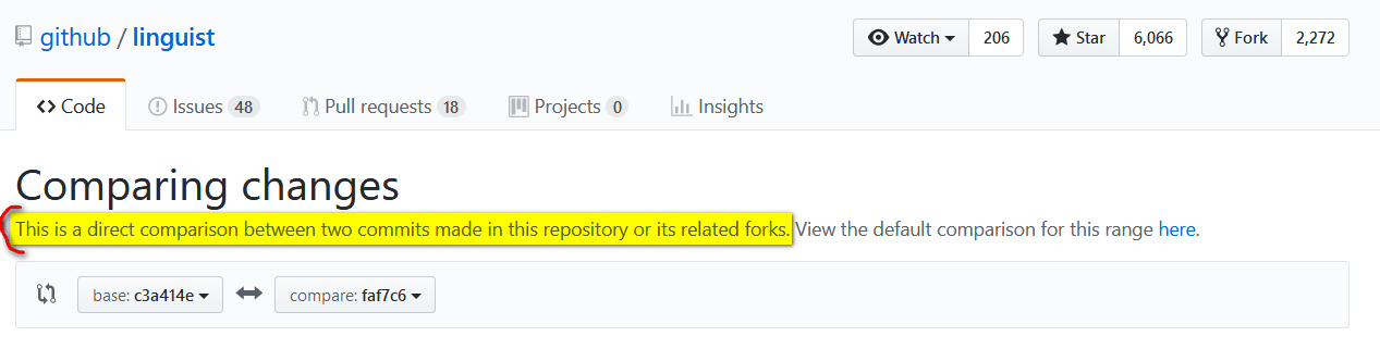 git GitHub compare view for current versions of branches Stack Overflow