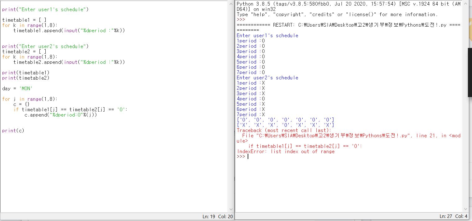 python I don't know why 'IndexError list index out of range' came