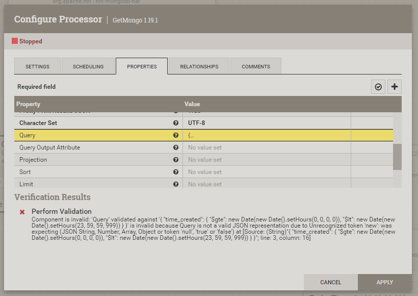 date Find document range same day from mongodb use GetMongo processor