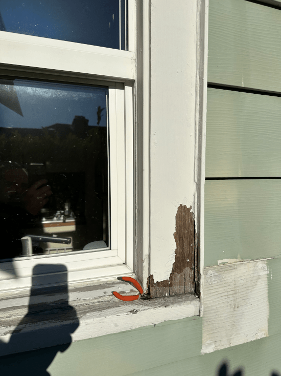 exterior Wood rot underneath window in a 2in window sill Home