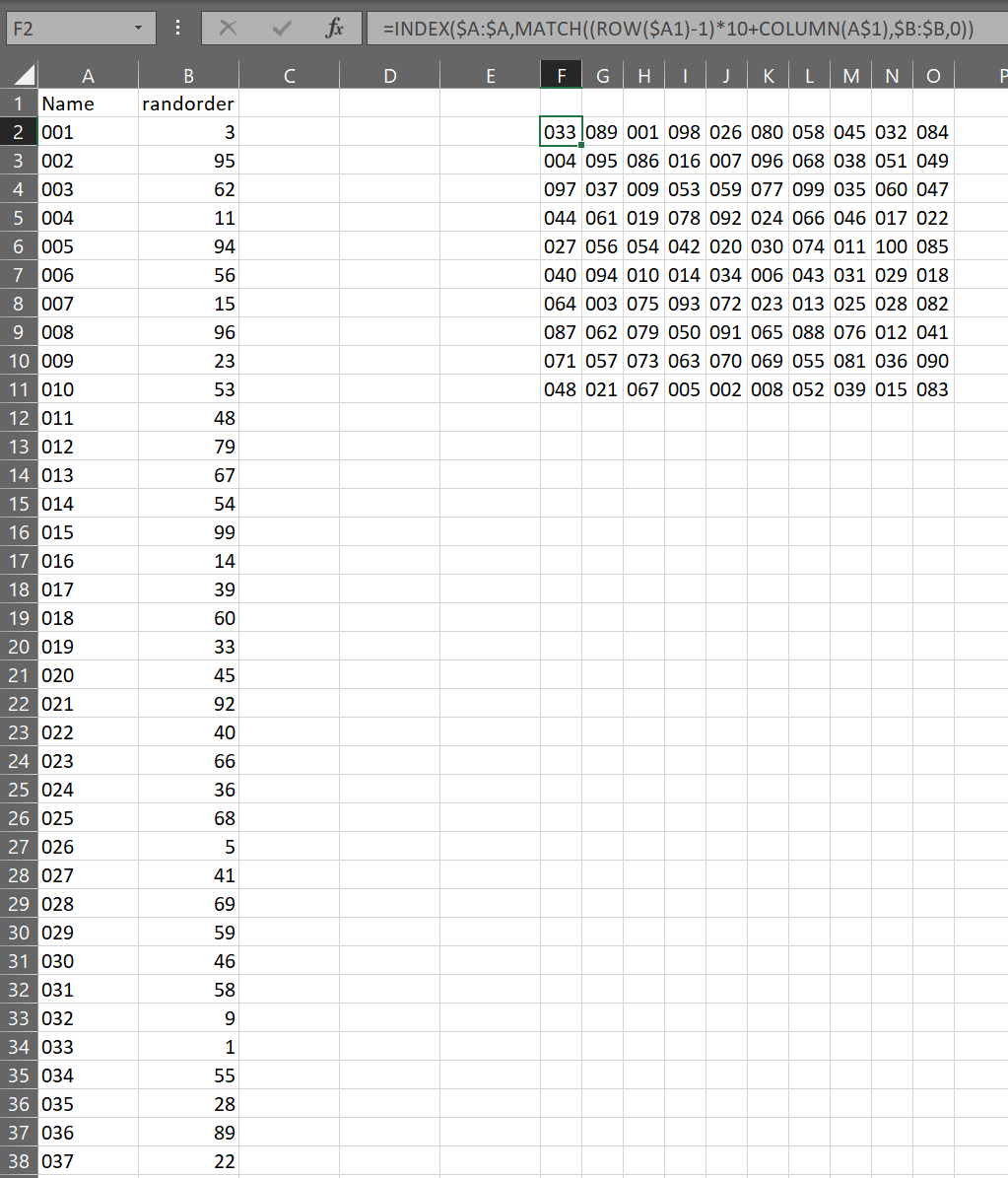 MS Excel Randomize column of strings into a grid of strings Super User