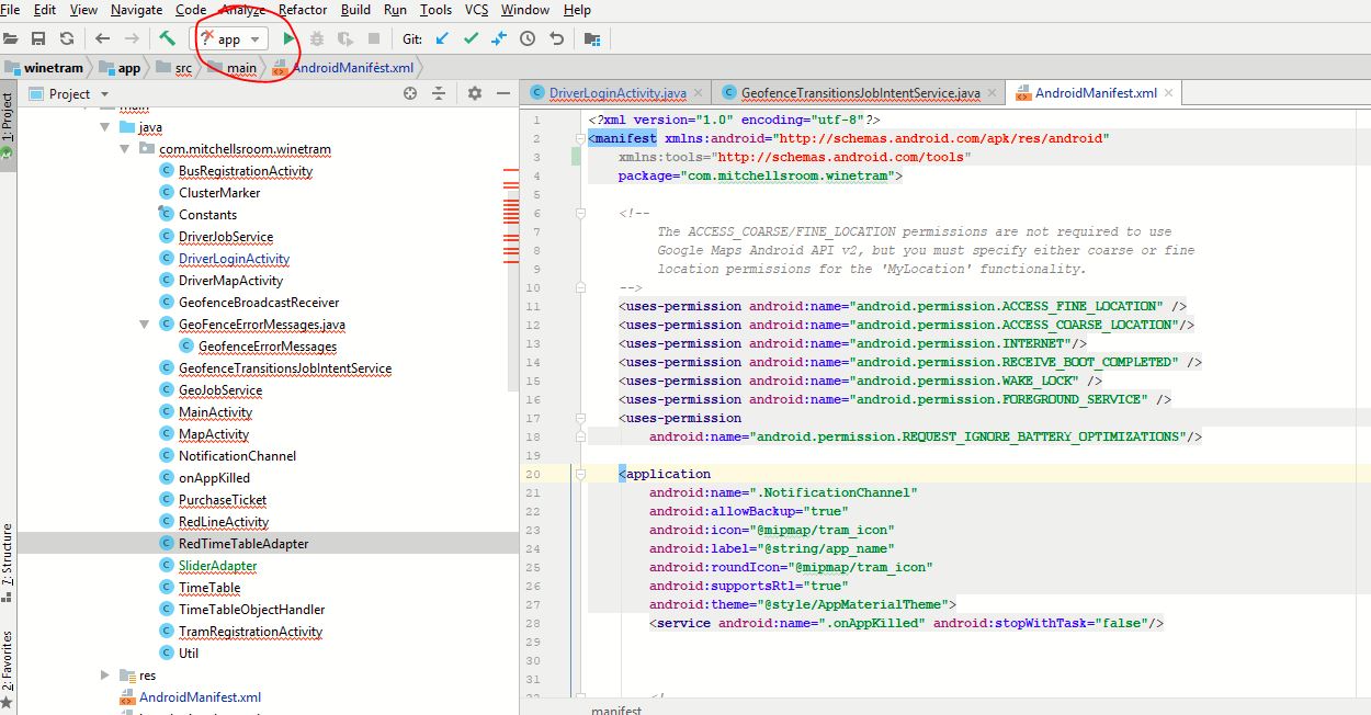 java Android Studio Manifest URI is not registered