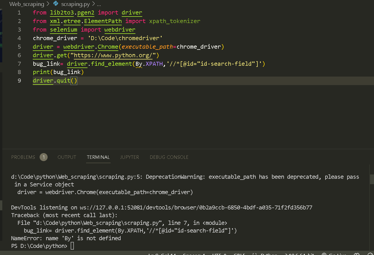 python By is not getting recognized while using driver.find_elements
