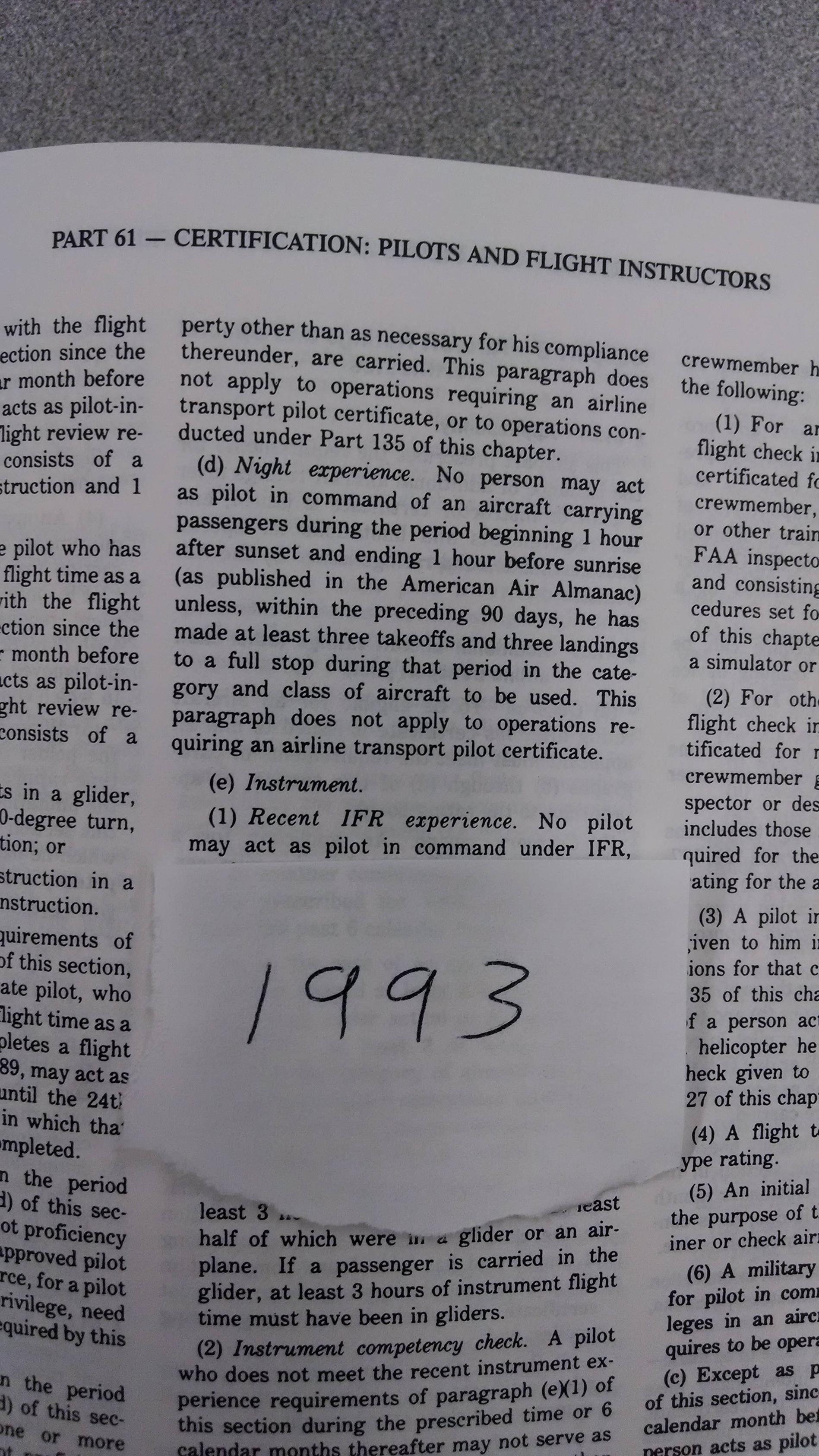 far 61 How has FAR 61.57 changed since 1969? Aviation Stack Exchange