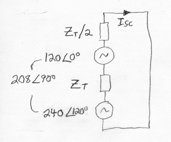 Short circuit current of 3phase open delta transformer Electrical