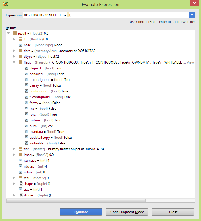 python Numpy's linalg.norm() returning 0 on nonzerovector? Stack