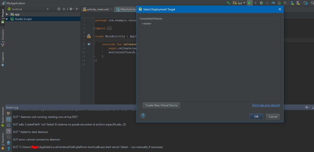 android adb CreateFileW 'null' failed The system cannot find the