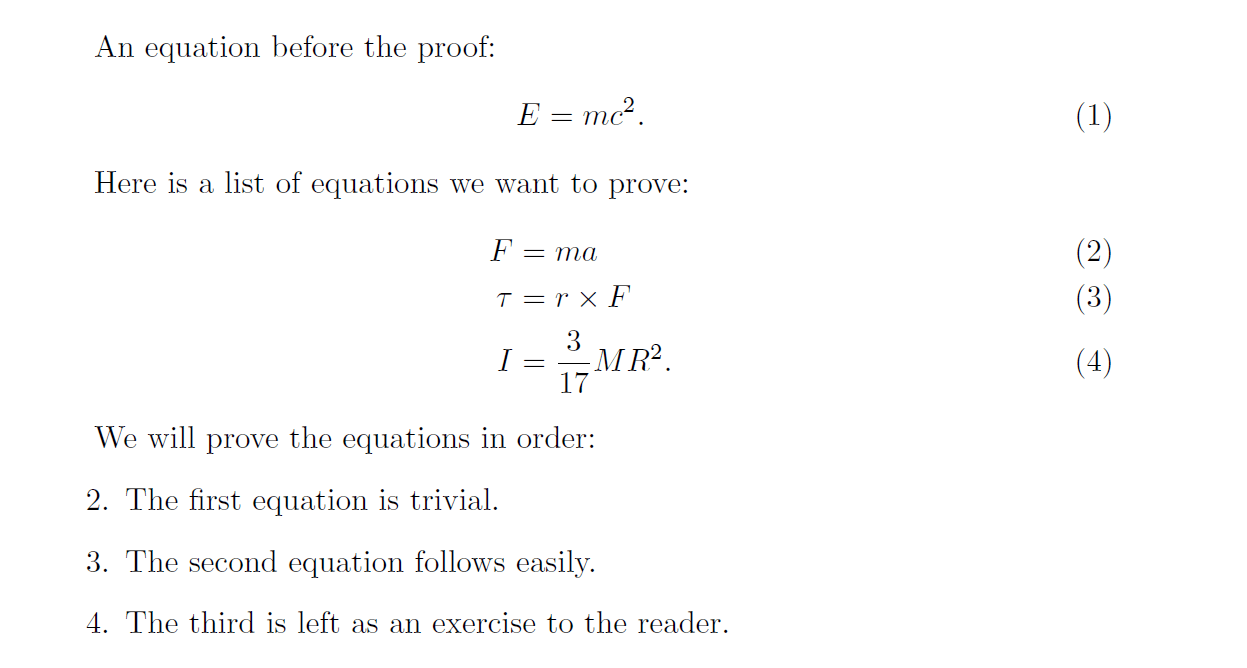cross referencing Enumerate starting at equation number TeX LaTeX