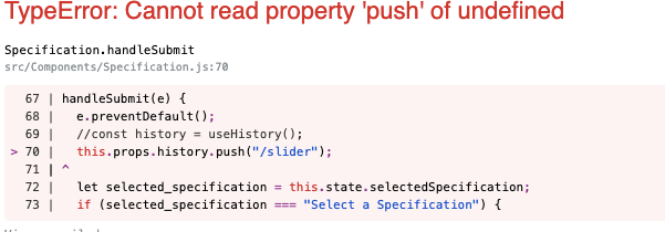 react router TypeError Cannot read property ',push', of undefined