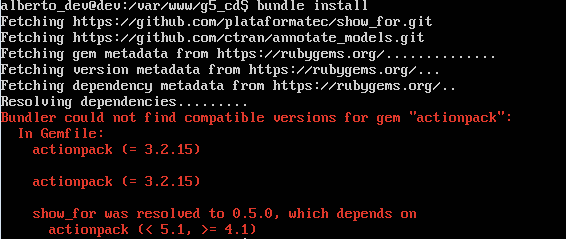 ruby Bundler could not find compatible versions for gem "actionpack" Rails Stack Overflow