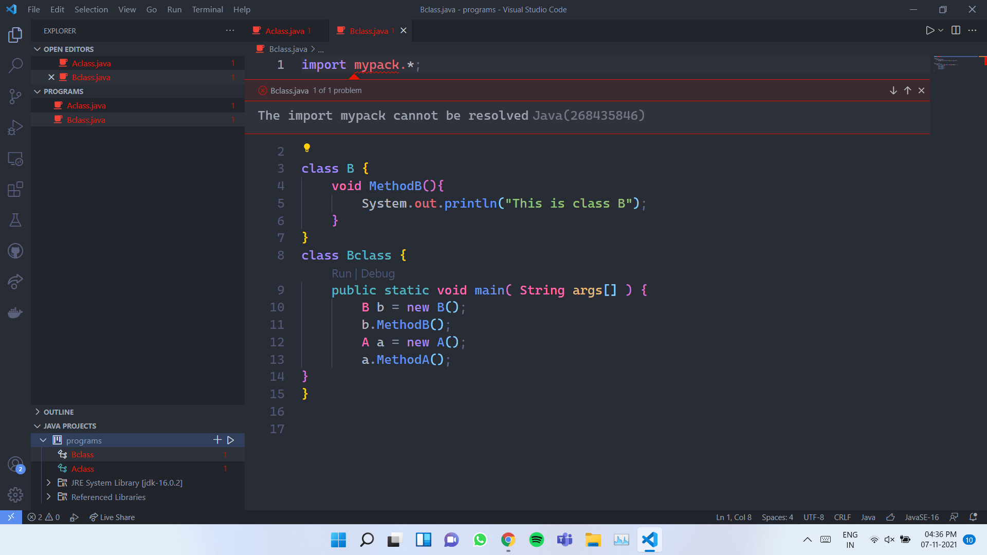 java The declared package does not match the expected package "" in VS code Stack Overflow