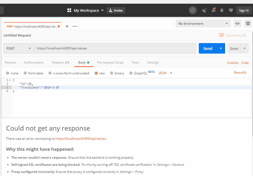 c Display error property when a bad request error happens in