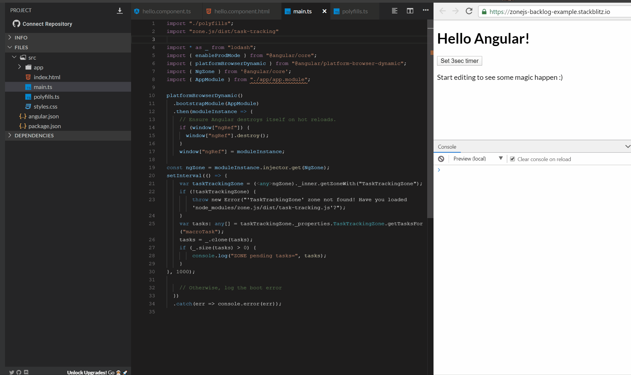angular How to track which async tasks protractor is waiting on