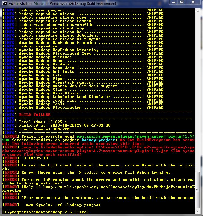java Apache Hadoop Common FAILURE, while installing Hadoop Stack