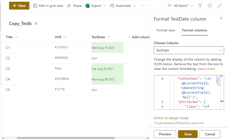 sharepoint online Format column using JSON SharePoint Stack Exchange