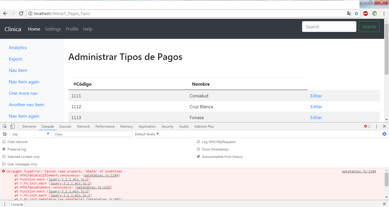 php Datatable Error Cannot read property 'mData' of undefined Stack