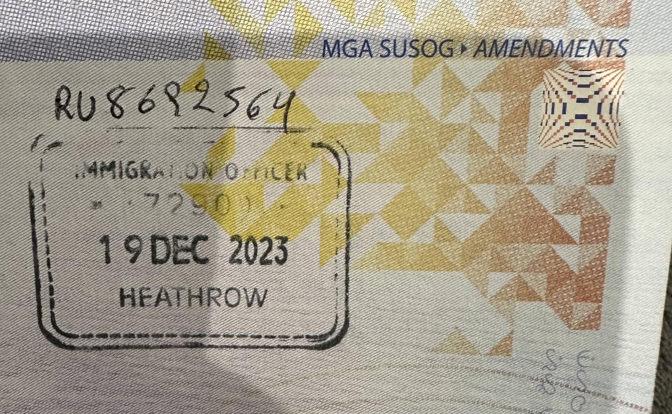 customs and immigration Stamp on Amendment page Travel Stack Exchange