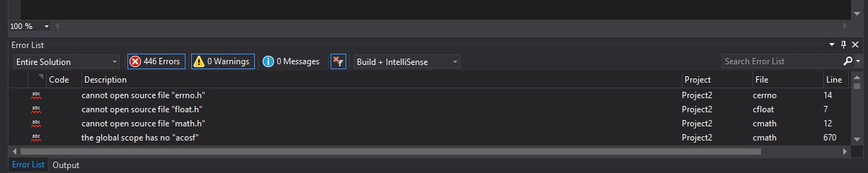 Visual C++ gives me 400 plus errors? Stack Overflow