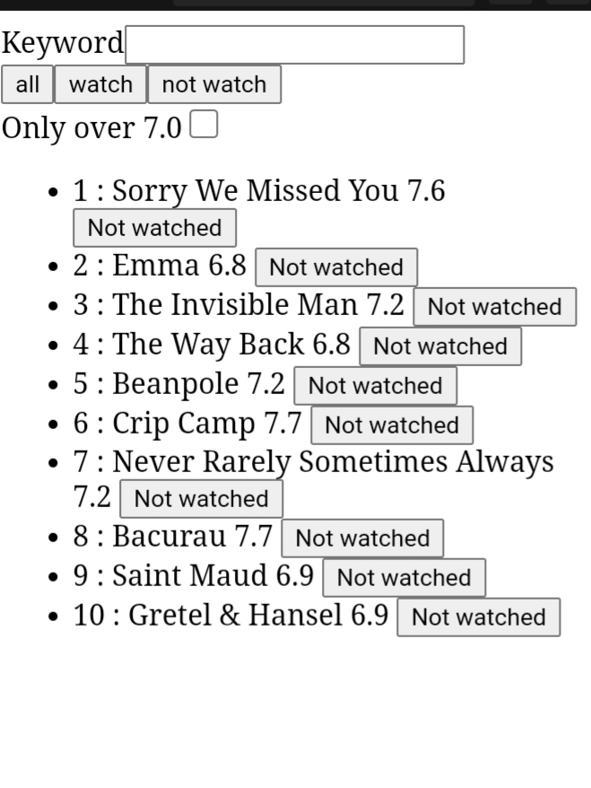javascript change button text and state by click and show list in