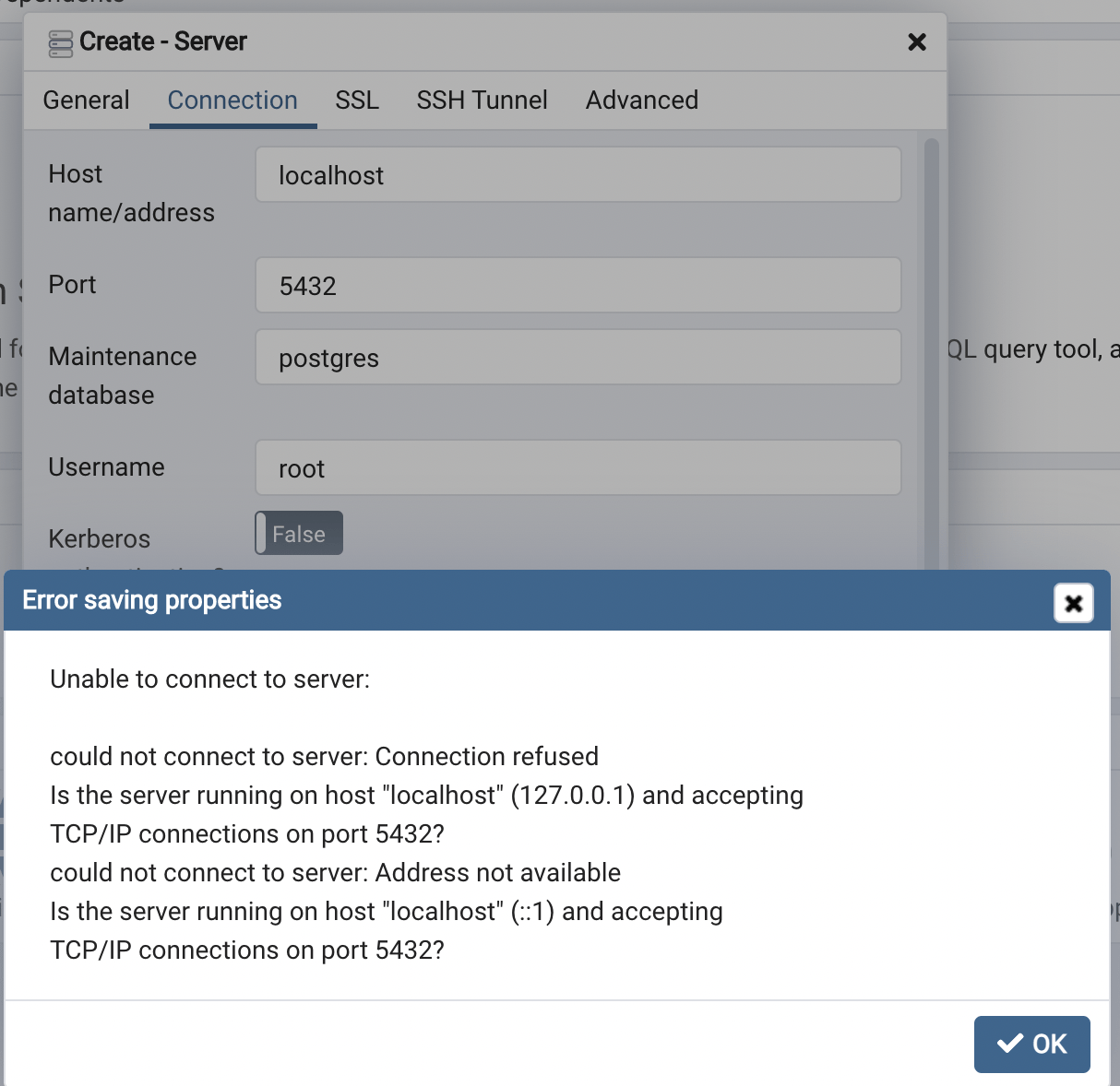 How do I connect pgadmin with postgres after installed by docker