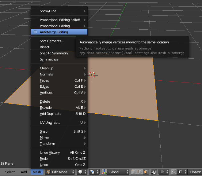 modeling Can snapped vertices be automatically merged? Blender Stack Exchange