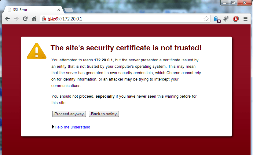 https How to add a selfsigned certificate as an exception in Chrome