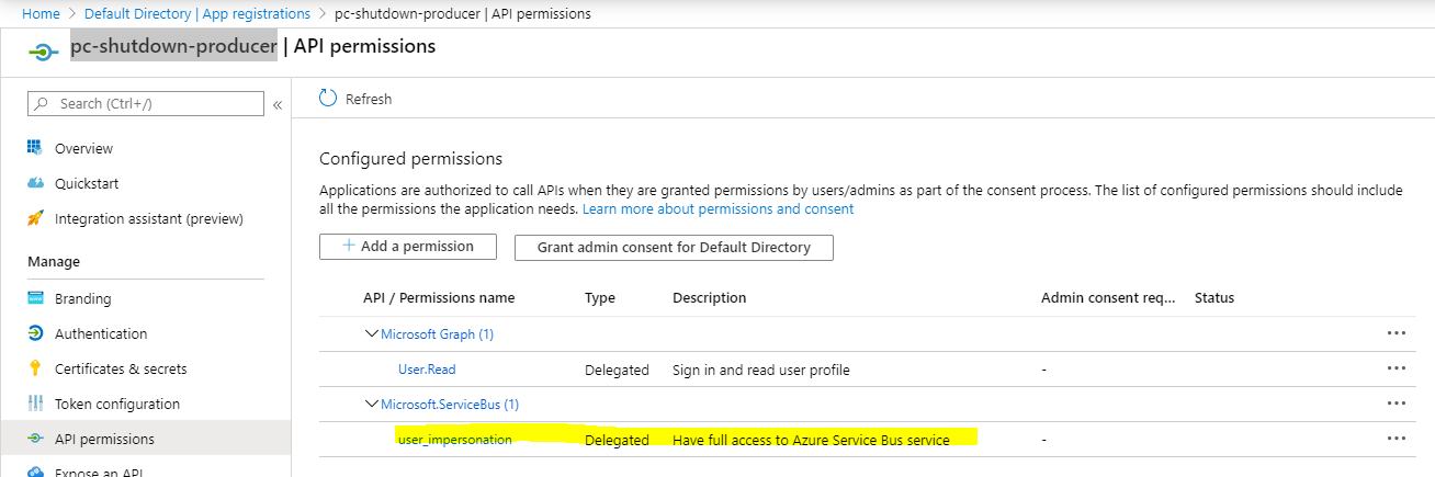 azureservicebus Azure Service Bus Unauthorized access