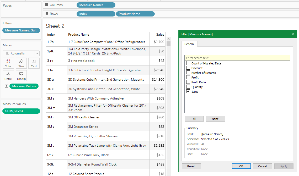 Create a table in Tableau Public with word wrap on a dimension and a