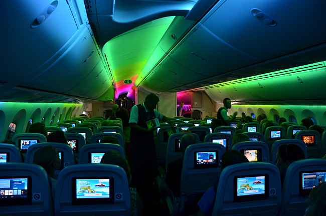 What is the lighting technology behind the Dreamliner's dynamic