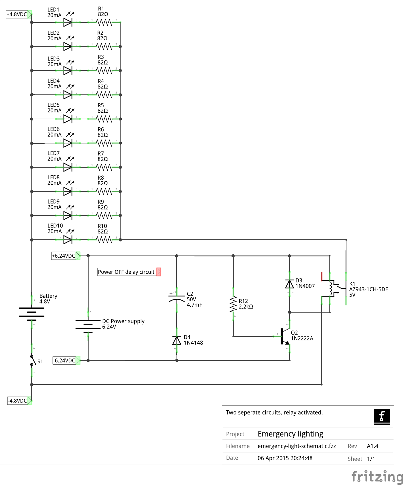 Electronic LED emergency lighting relay activated Valuable Tech Notes