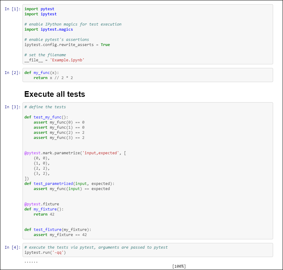 Python Running pytest test functions inside a jupyter notebook