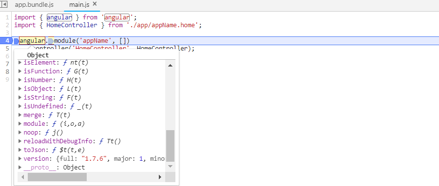 javascript AngularJS 1.7 with ES6 and webpack giving error Uncaught