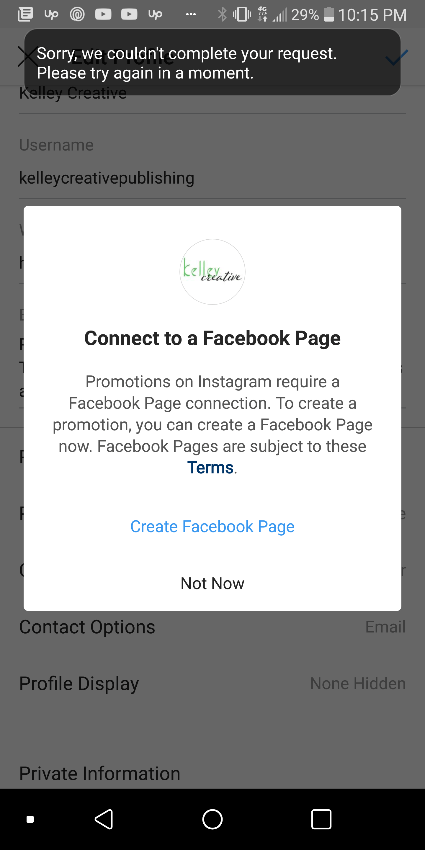 Unable to link Instagram (business) account to Facebook page Web