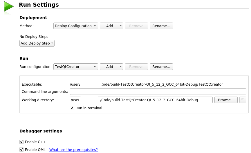 linux QtCreator breakpoint not reached in QML Stack Overflow