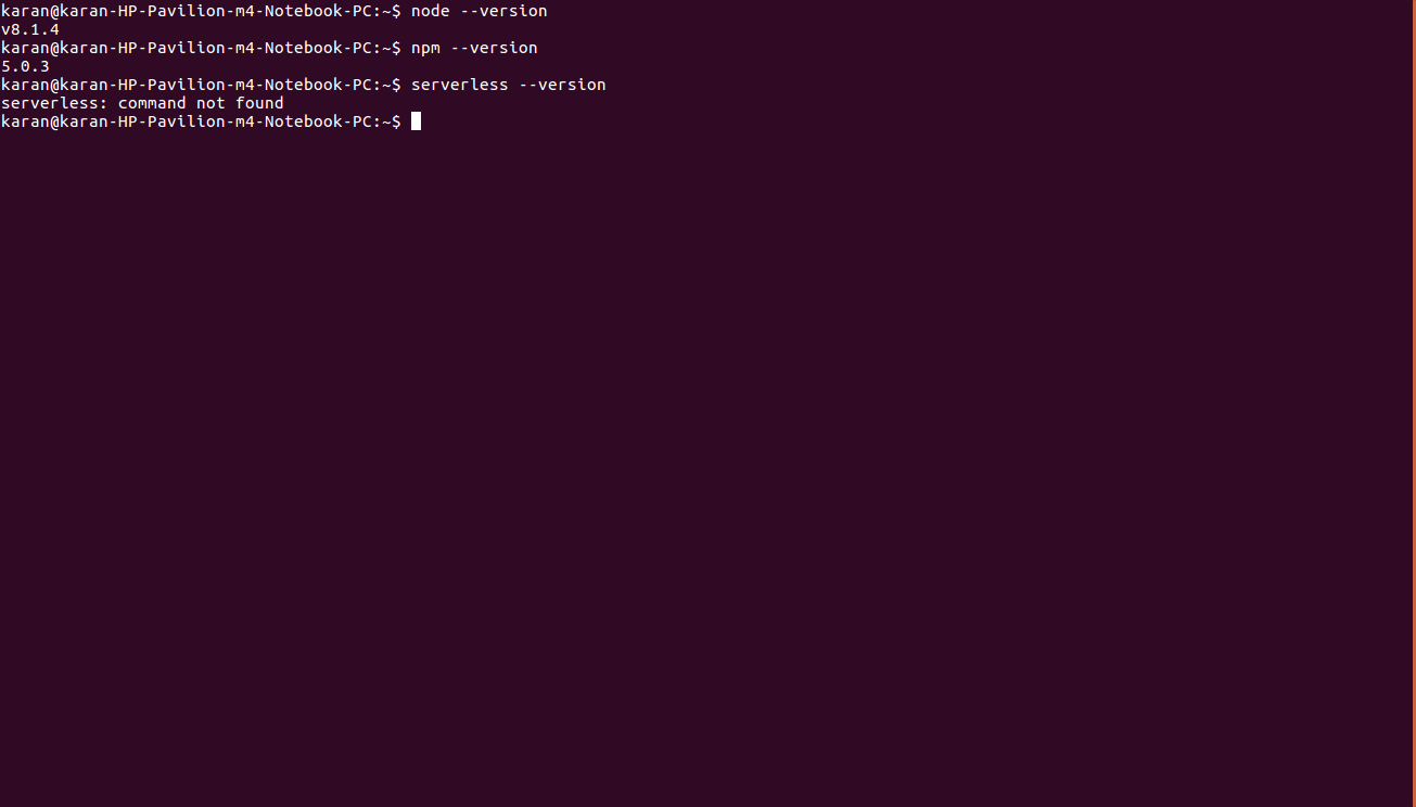 node.js serverless command not found in ubuntu 16.04 Stack Overflow