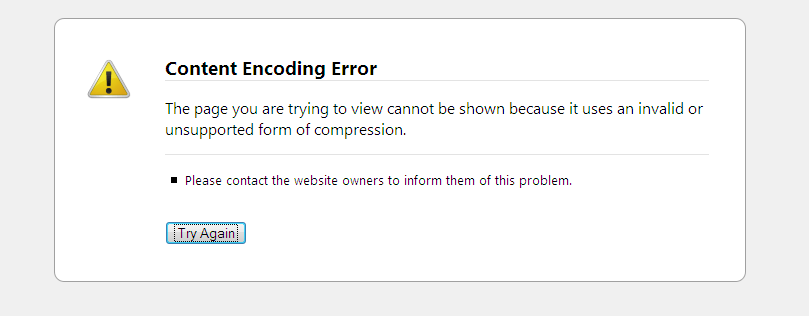 php ob_start("ob_gzhandler") gives Content Encoding Error Stack