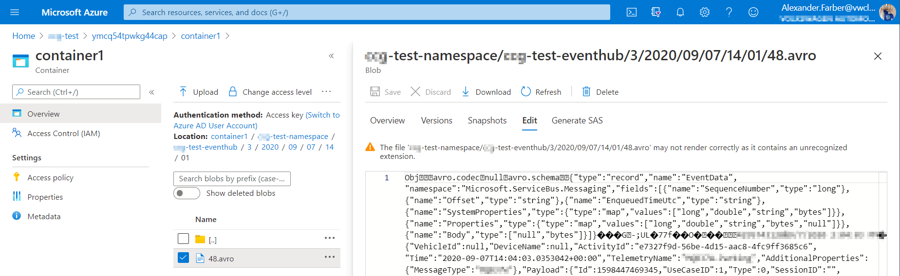python How to parse AVRO blobs captured in a storage account of Event Hub? Stack Overflow