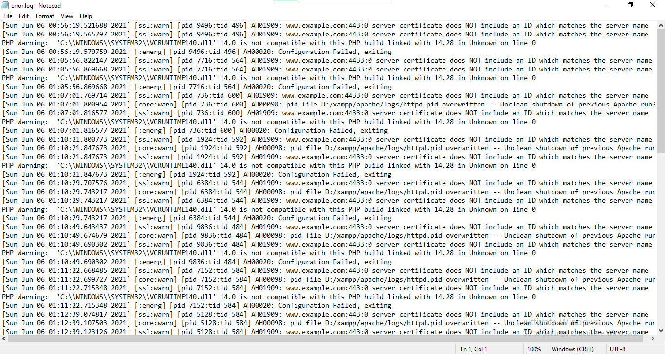 xampp Apache shutdown unexpectedly (Windows 10) SOLVED Stack Overflow