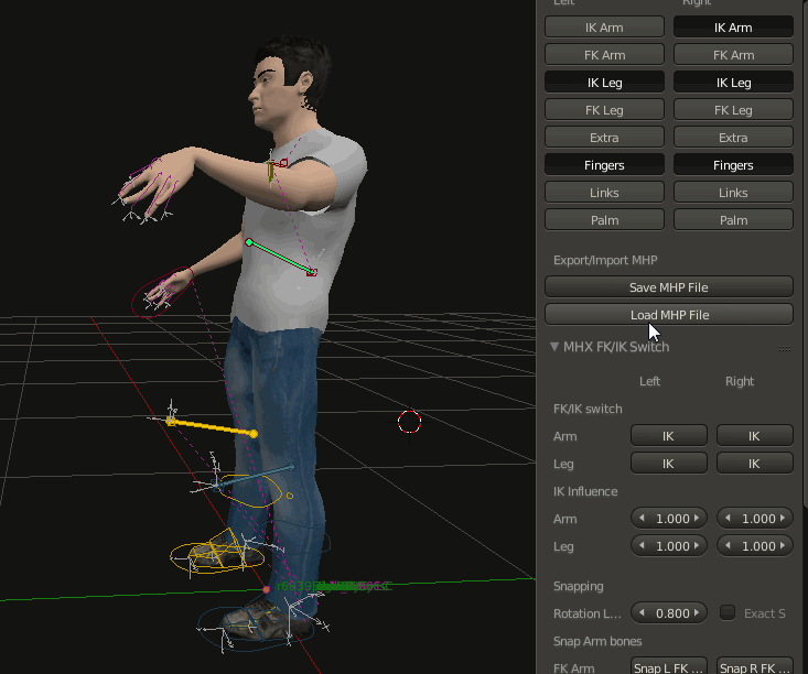 how to do custom animation in a mhx file made using